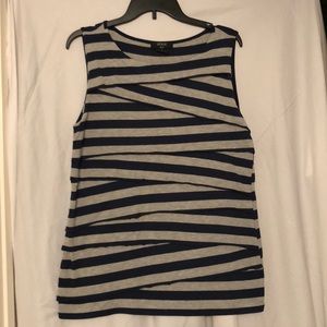 Sleeveless navy and grey shell